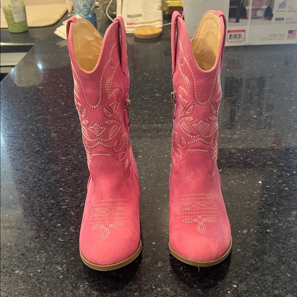 Laurmosa Kids Pink Western Embroidered Boots Size 12